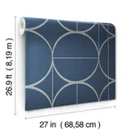 Antonina Vella Sun Circles wallpaper, color Blue & Silver, SKU MD7204