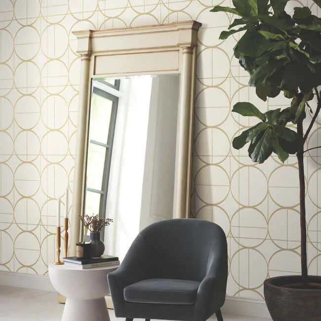 Antonina Vella Sun Circles - Cream & Gold Wallpaper | Buy Online Antonina Vella Sun Circles wallpaper, color Cream & Gold, SKU MD7202