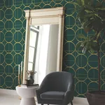 Antonina Vella Sun Circles - Emerald & Gold Wallpaper | Buy Online Antonina Vella Sun Circles wallpaper, color Emerald & Gold, SKU MD7203