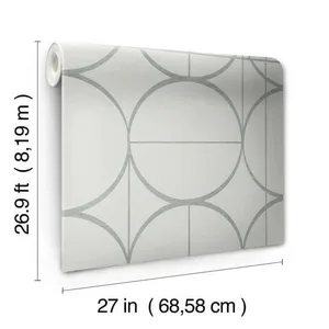 Antonina Vella Sun Circles wallpaper, color Fog & Silver, SKU MD7205
