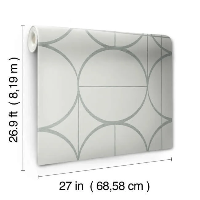 Antonina Vella Sun Circles wallpaper, color Fog & Silver, SKU MD7205