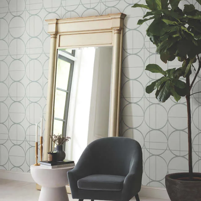 Antonina Vella Sun Circles - Fog & Silver Wallpaper | Buy Online Antonina Vella Sun Circles wallpaper, color Fog & Silver, SKU MD7205