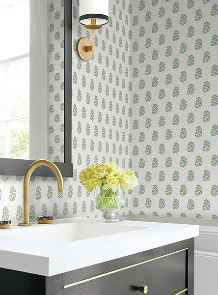 Antonina Vella Sylvie wallpaper, color Sky & Green, SKU VP1385