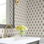 Antonina Vella Sylvie - Red & Charcoal Wallpaper | Buy Online Antonina Vella Sylvie wallpaper, color Red & Charcoal, SKU VP1381