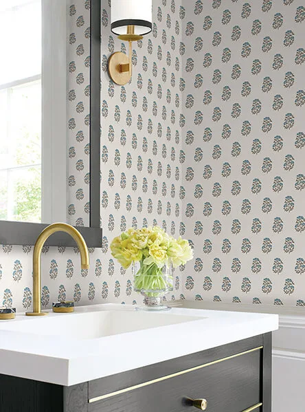 Antonina Vella Sylvie wallpaper, color Aegean & Mink, SKU VP1383