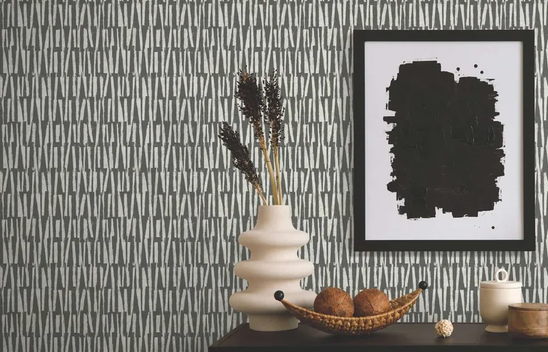 Antonina Vella Thatched wallpaper, color Black, SKU AB3042