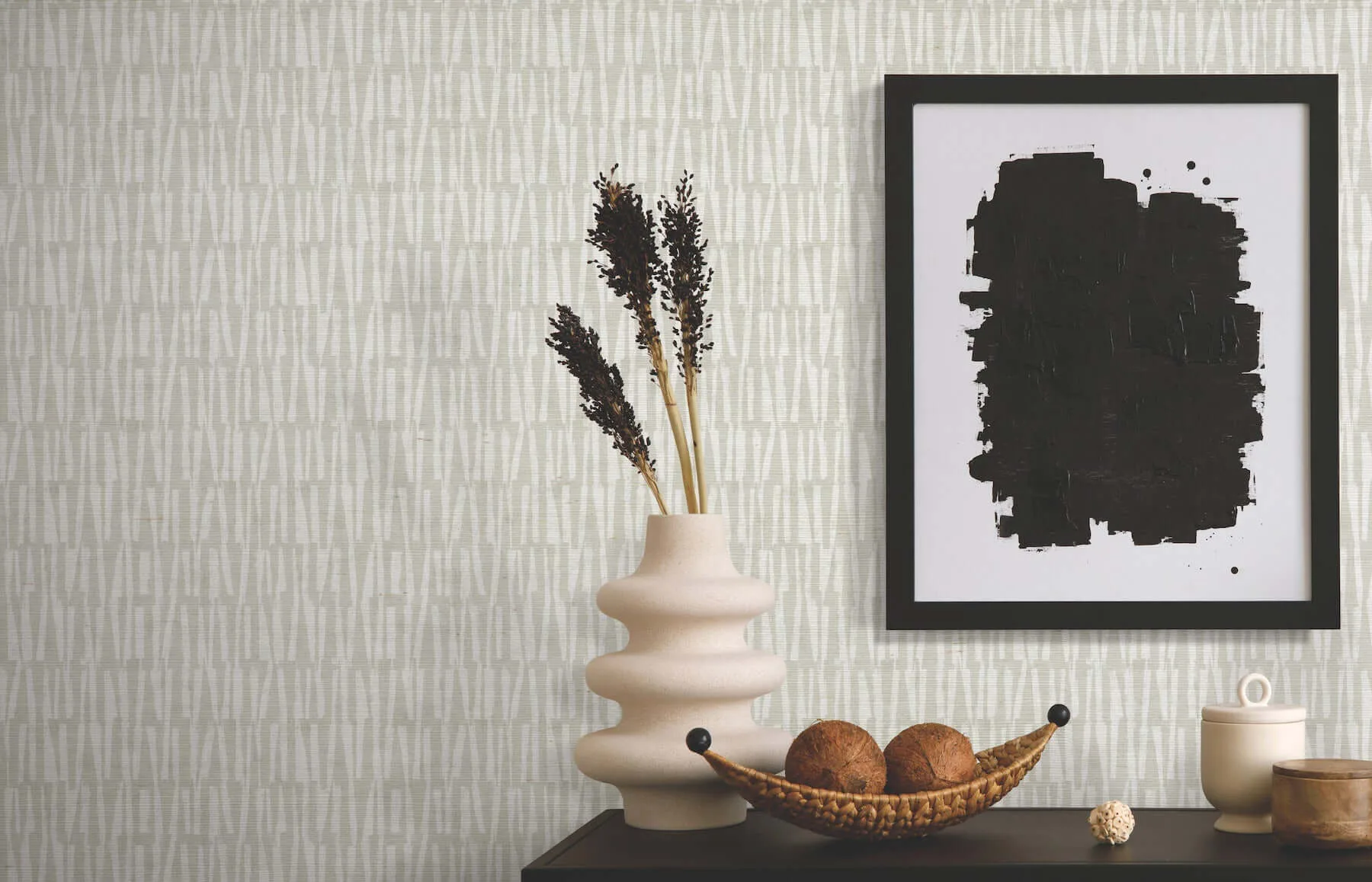 Antonina Vella Thatched wallpaper, color Grey, SKU AB3043