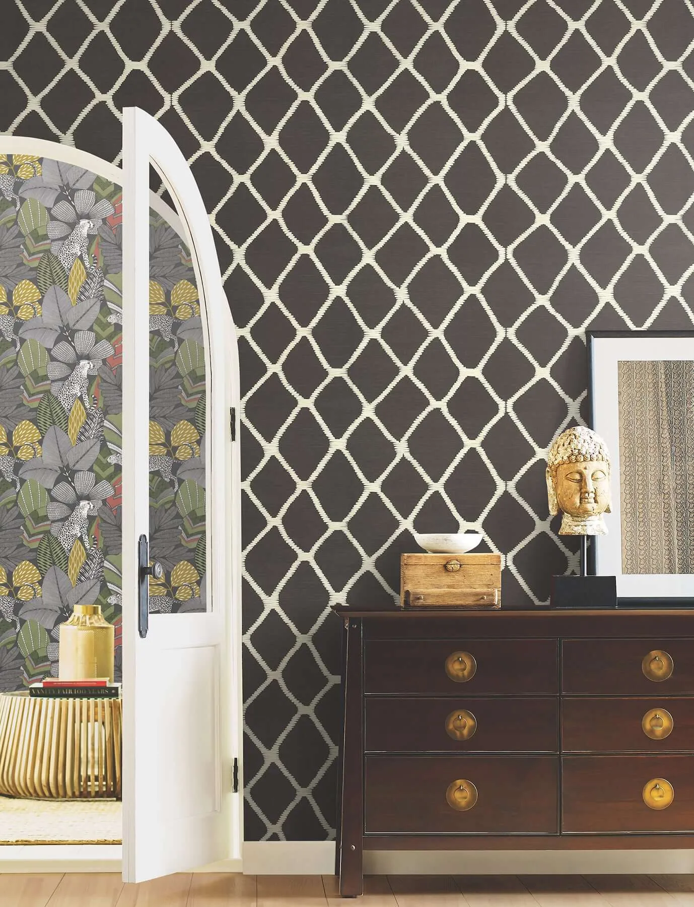 Antonina Vella Tonga wallpaper, color Black & White, SKU AB3121