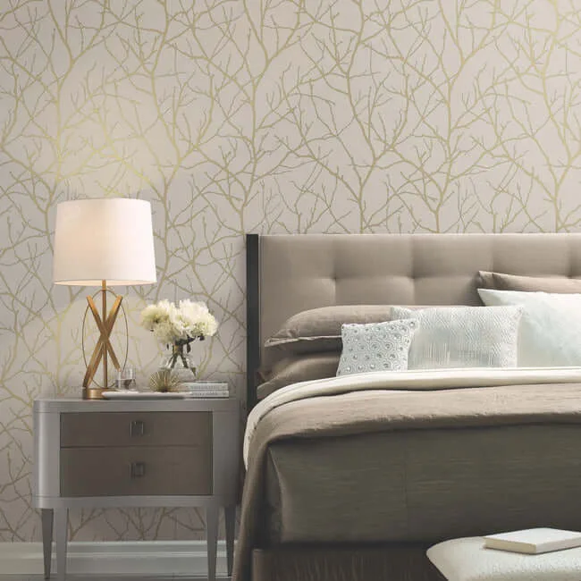 Antonina Vella Trees Silhouette - Beige & Gold Wallpaper | Buy Online Antonina Vella Trees Silhouette wallpaper, color Beige & Gold, SKU MD7122