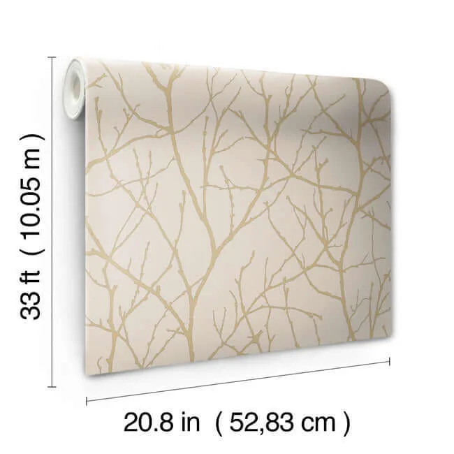 Antonina Vella Trees Silhouette - Beige & Gold Wallpaper | Buy Online Antonina Vella Trees Silhouette wallpaper, color Beige & Gold, SKU MD7122