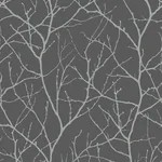 Antonina Vella Trees Silhouette wallpaper, color Charcoal & Silver, SKU MD7125