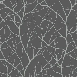 Antonina Vella Trees Silhouette wallpaper, color Charcoal & Silver, SKU MD7125