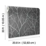 Antonina Vella Trees Silhouette wallpaper, color Charcoal & Silver, SKU MD7125