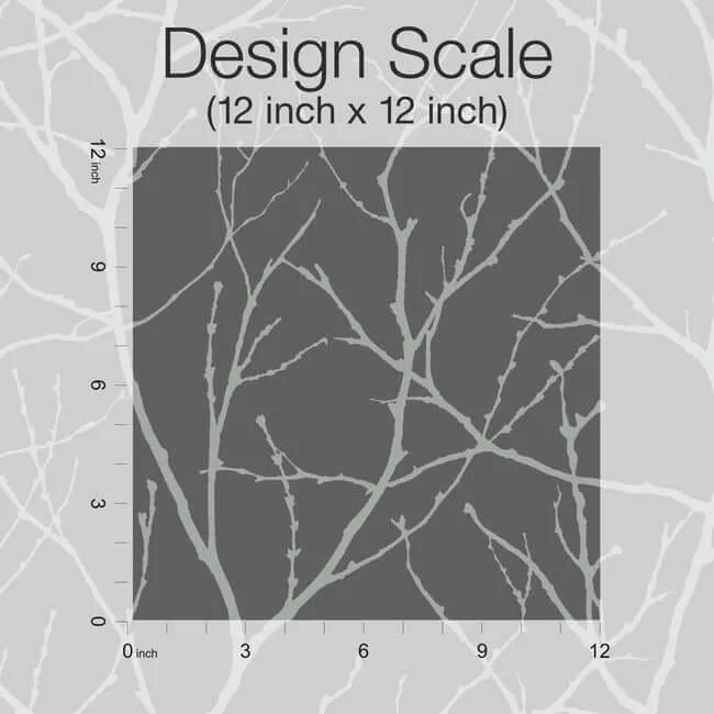 Antonina Vella Trees Silhouette wallpaper, color Charcoal & Silver, SKU MD7125