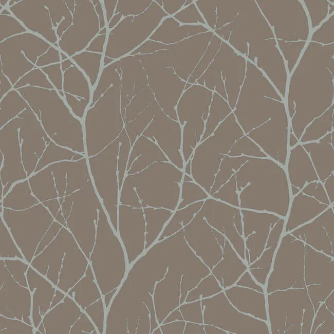 Antonina Vella Trees Silhouette wallpaper, color Mocha & Silver, SKU MD7121