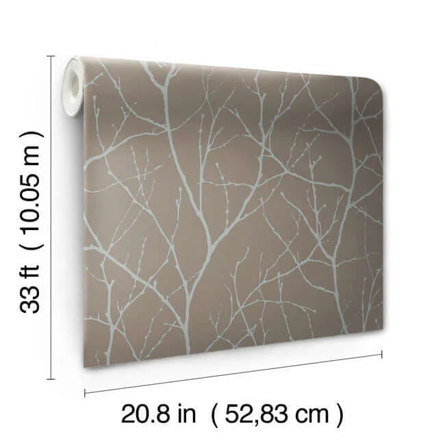 Antonina Vella Trees Silhouette - Mocha & Silver Wallpaper | Buy Online Antonina Vella Trees Silhouette wallpaper, color Mocha & Silver, SKU MD7121