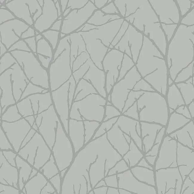 Antonina Vella Trees Silhouette wallpaper, color Smokey Blue & Silver, SKU MD7123