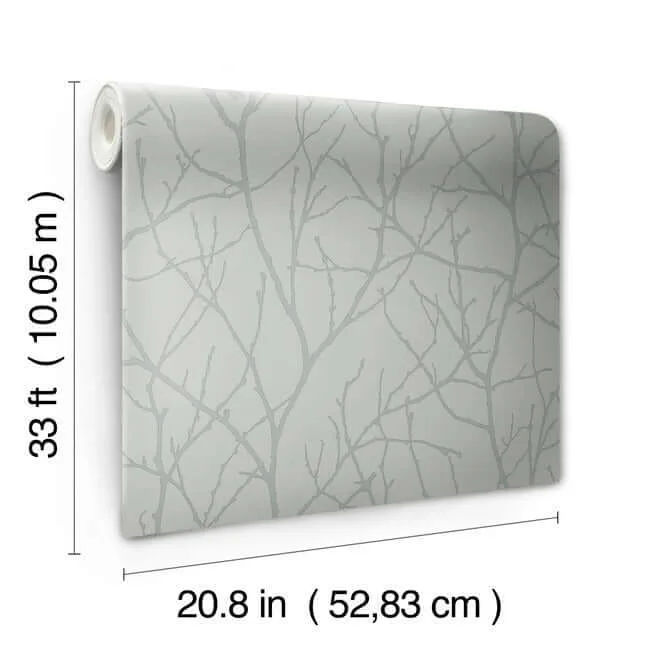 Antonina Vella Trees Silhouette - Smokey Blue & Silver Wallpaper | Buy Online Antonina Vella Trees Silhouette wallpaper, color Smokey Blue & Silver, SKU MD7123