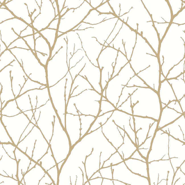 Antonina Vella Trees Silhouette wallpaper, color White & Gold, SKU MD7126
