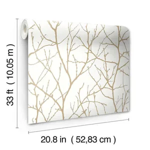 Antonina Vella Trees Silhouette wallpaper, color White & Gold, SKU MD7126
