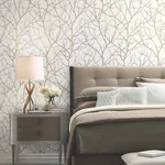 Antonina Vella Trees Silhouette - White & Gold Wallpaper | Buy Online Antonina Vella Trees Silhouette wallpaper, color White & Gold, SKU MD7126