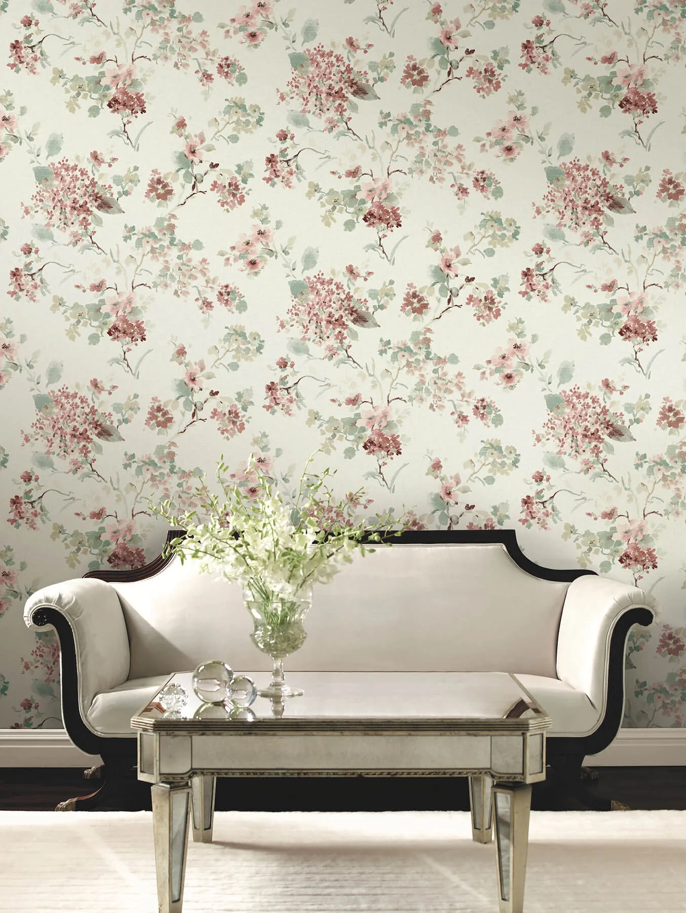 Antonina Vella Veiled Garden wallpaper, color Rose, SKU LL3230