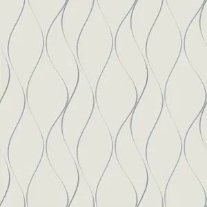 Antonina Vella Wavy Stripe wallpaper, color Off White & Silver Metallic, SKU Y6201401