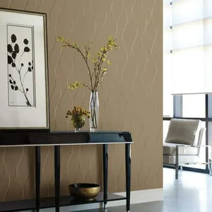 Antonina Vella Wavy Stripe wallpaper, color Tan Metallic, SKU Y6201406