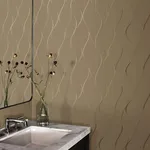 Antonina Vella Wavy Stripe - Tan Metallic Wallpaper | Buy Online Antonina Vella Wavy Stripe wallpaper, color Tan Metallic, SKU Y6201406