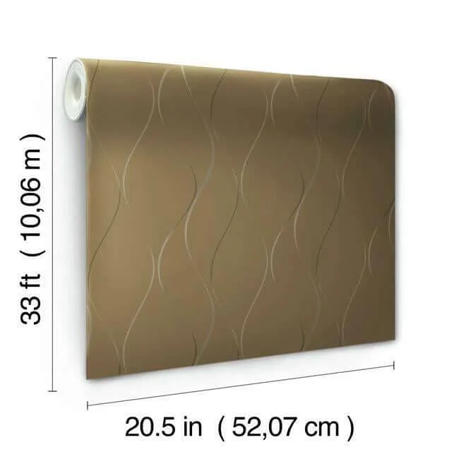 Antonina Vella Wavy Stripe - Tan Metallic Wallpaper | Buy Online Antonina Vella Wavy Stripe wallpaper, color Tan Metallic, SKU Y6201406