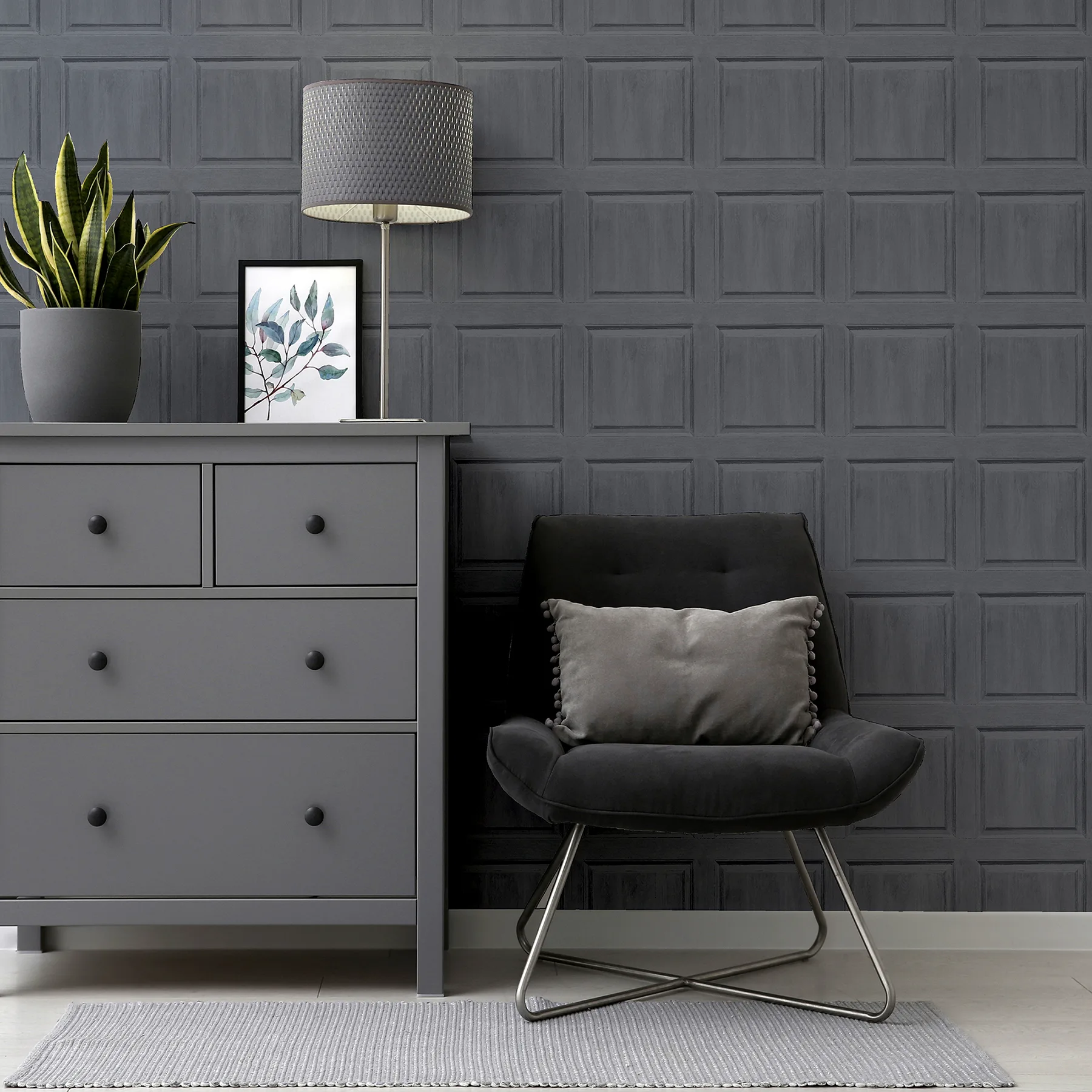 Arthouse Bellamy - Charcoal Wallpaper | Buy Online Arthouse Bellamy wallpaper, color Charcoal, SKU AH909600