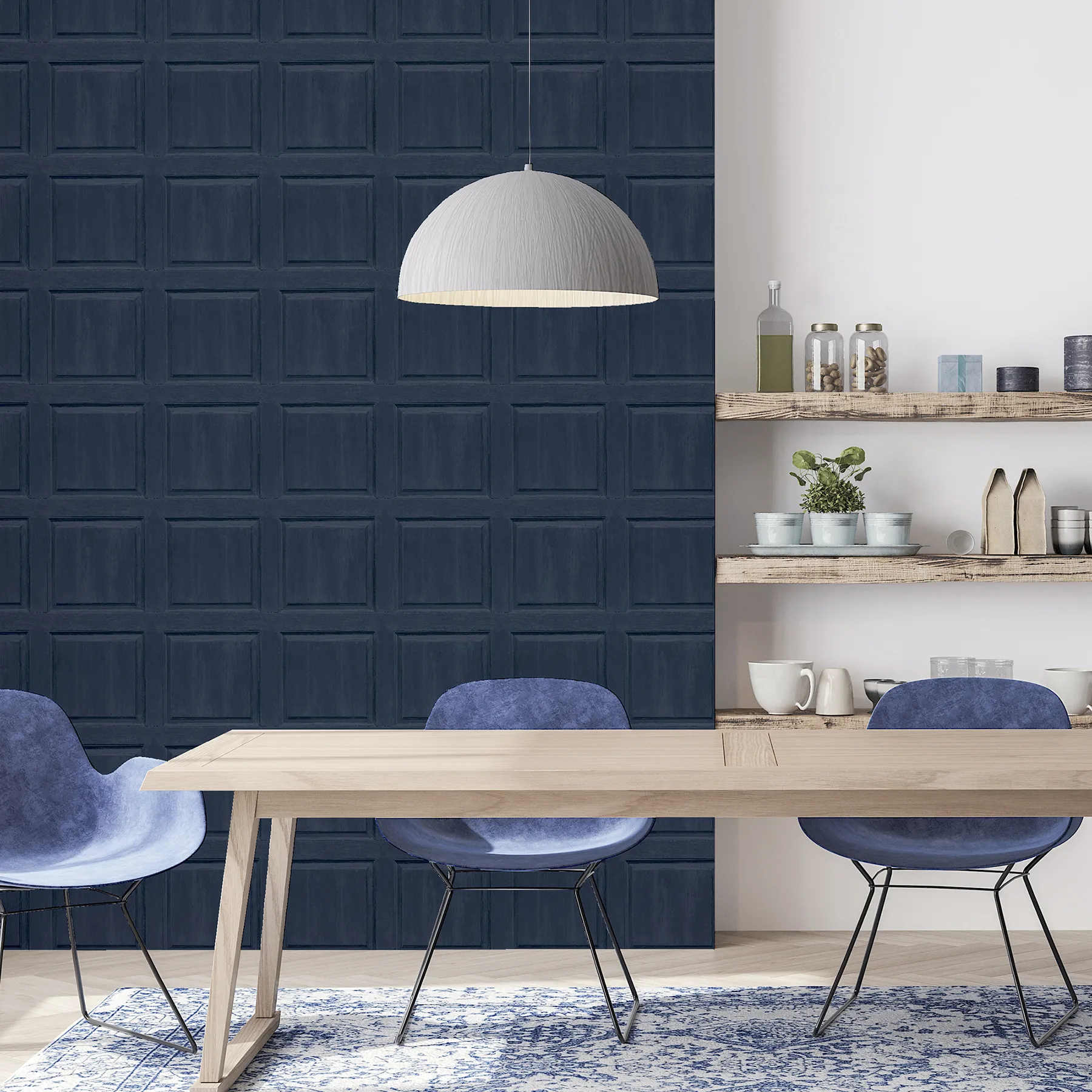 Arthouse Bellamy - Navy Wallpaper | Buy Online Arthouse Bellamy wallpaper, color Navy, SKU AH909601