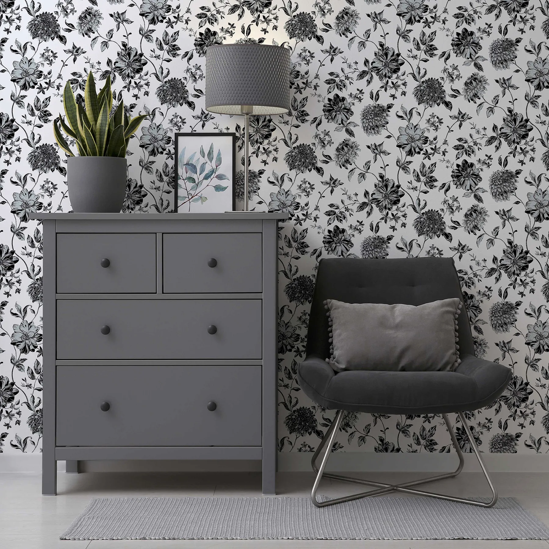 Arthouse Della - Black Wallpaper | Buy Online Arthouse Della wallpaper, color Black, SKU AH692507