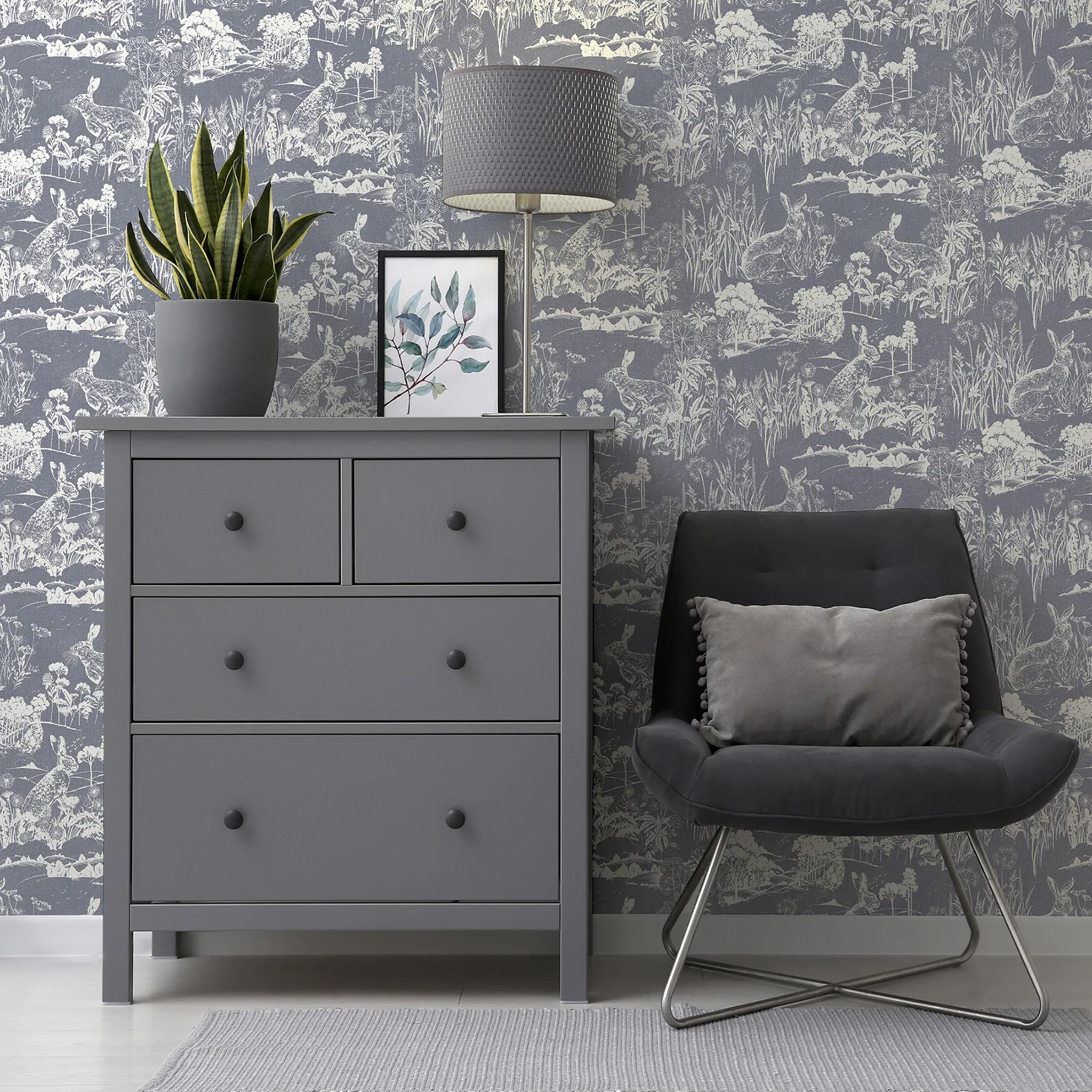 Arthouse Hattie wallpaper, color Navy, SKU AH909606