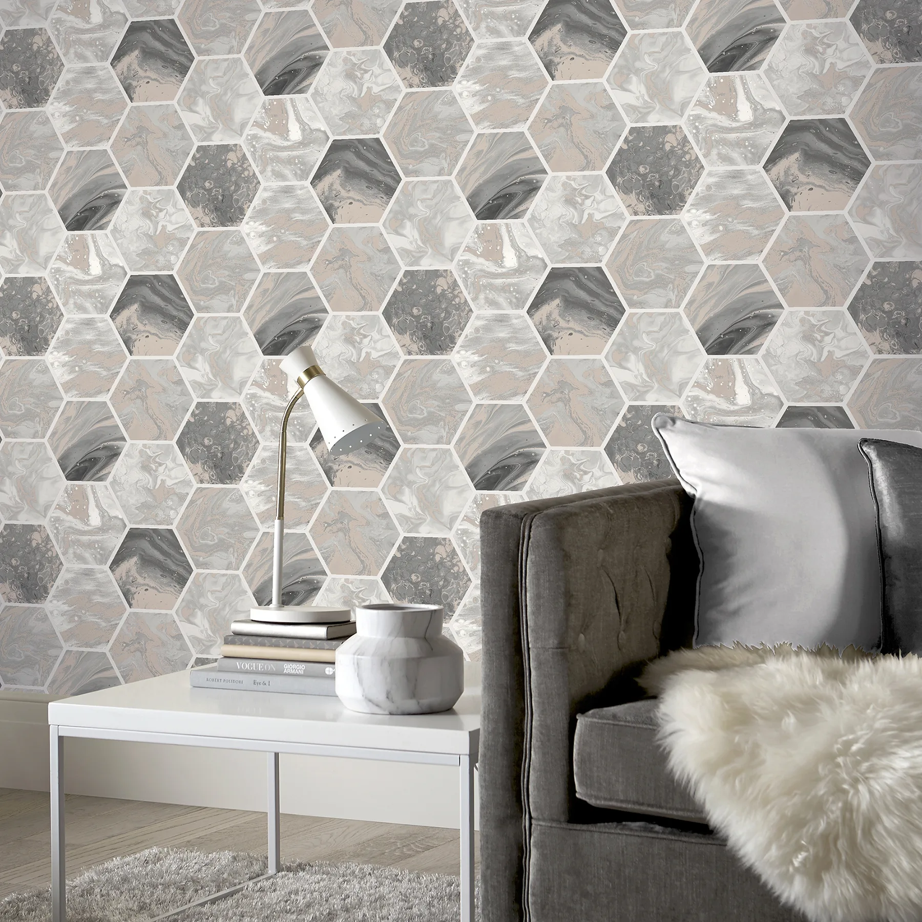 Arthouse Marlon wallpaper, color Charcoal, SKU AH908502