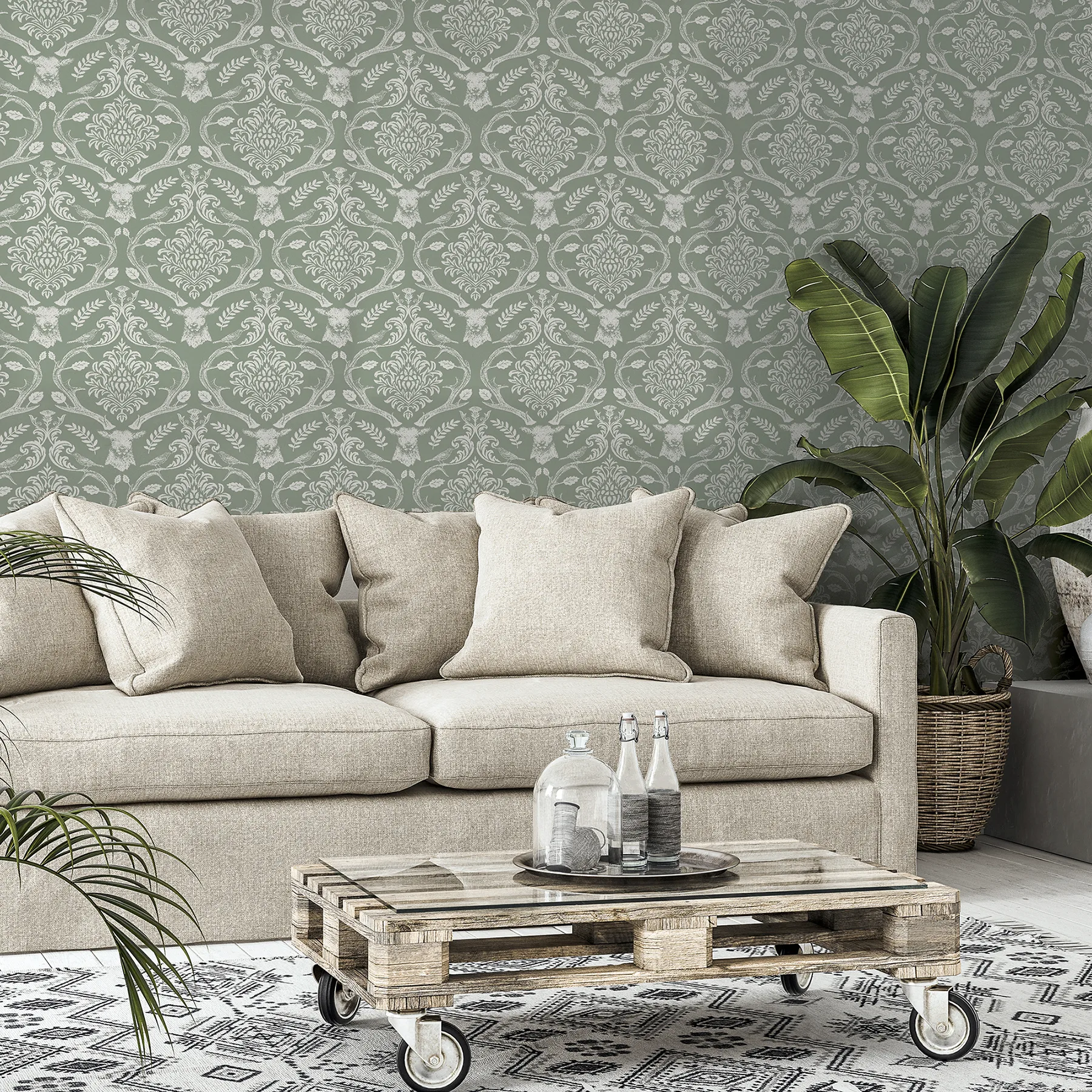 Arthouse Wickham - Green Wallpaper | Buy Online Arthouse Wickham wallpaper, color Green, SKU AH923706
