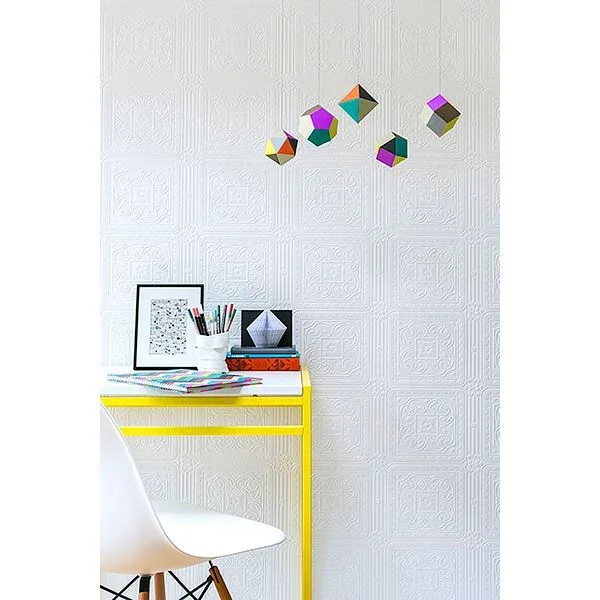 Brewster Turner Tile - White Wallpaper | Buy Online Brewster Turner Tile wallpaper, color White, SKU 437-RD80000