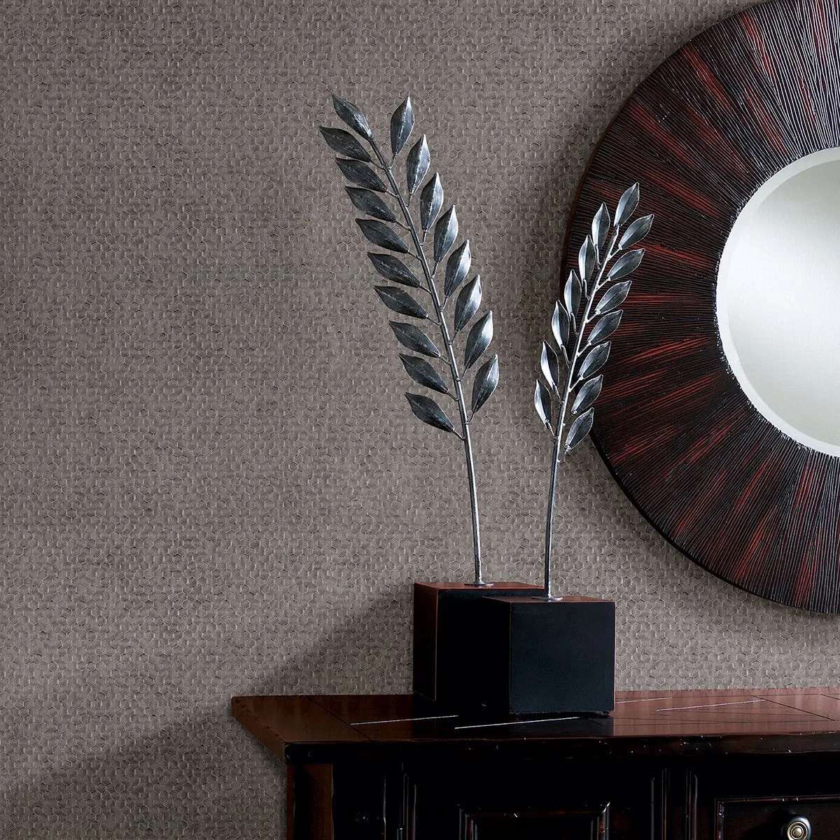 Brewster Carbon wallpaper, color Pewter, SKU 2927-42488