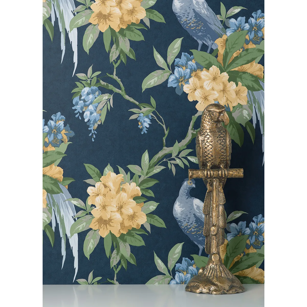 Brewster Golden Pheasant - Dark Blue Wallpaper | Buy Online Brewster Golden Pheasant wallpaper, color Dark Blue, SKU M1661