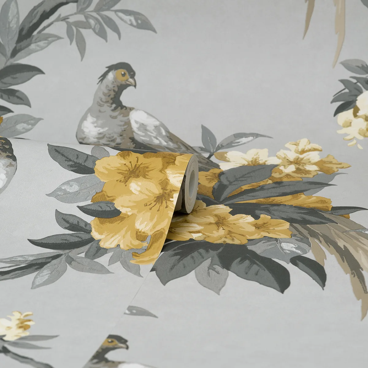 Brewster Golden Pheasant - Grey Wallpaper | Buy Online Brewster Golden Pheasant wallpaper, color Grey, SKU M1662