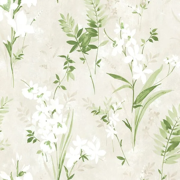 Brewster Floral wallpaper, color Green, SKU 2686-21628
