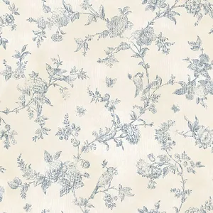 Brewster French Nightingale wallpaper, color Blue, SKU 2904-02192