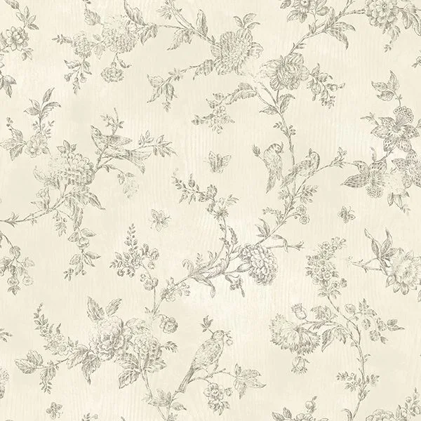 Brewster French Nightingale wallpaper, color Cream, SKU 2904-02193