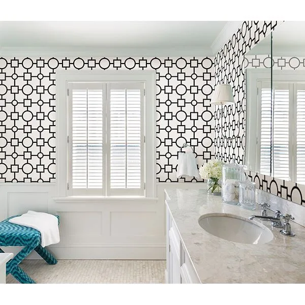 Brewster Geometric wallpaper, color Black, SKU 2686-20274