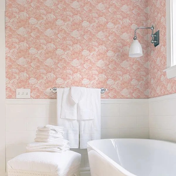 Brewster Surfside wallpaper, color Coral, SKU 2904-25689