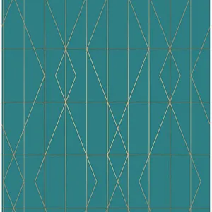 Brewster LeVeque wallpaper, color Teal, SKU UW24786