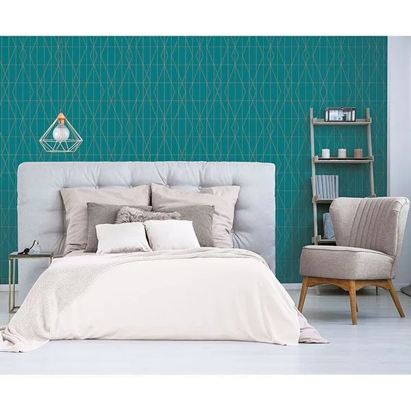 Brewster LeVeque - Teal Wallpaper | Buy Online Brewster LeVeque wallpaper, color Teal, SKU UW24786