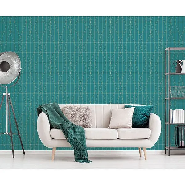 Brewster LeVeque - Teal Wallpaper | Buy Online Brewster LeVeque wallpaper, color Teal, SKU UW24786