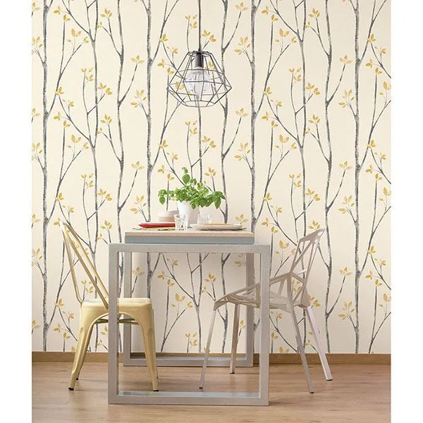 Brewster Ingrid wallpaper, color Mustard, SKU UW24776