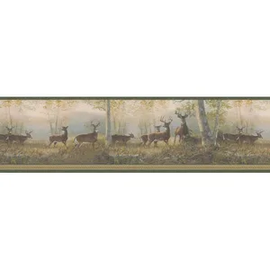 Brewster Wild Deer wallpaper, color Green, SKU 418B44341